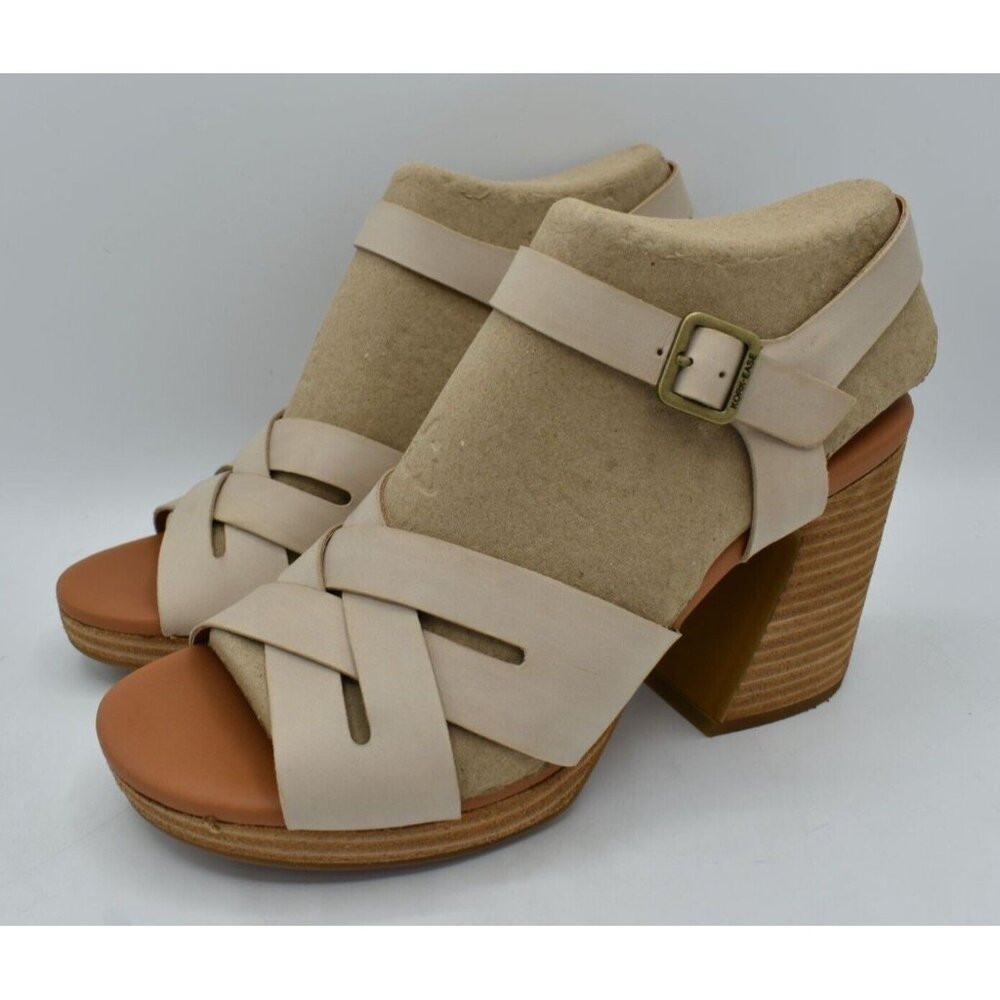Kork Ease Women Size 10 Hutton Natural Leather Ankle‎ Strap Platform Sandals